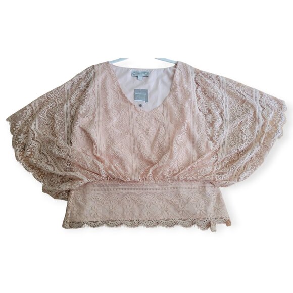 Anthropologie Beyond Vintage Blushed Lace Blouse in peach tea size L NWT - Picture 7 of 16